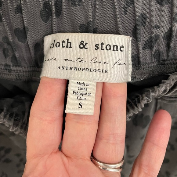 Anthropologie x Cloth & Stone Leopard Chambray Joggers Gray Black 2 - Picture 5 of 7